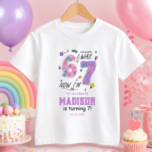 Camiseta Aniversário de 7 anos Rainbow Eu tinha 6 anos, a