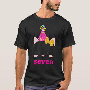 Camiseta Aniversário de 7 anos Tema Gatinha Gata Meninas