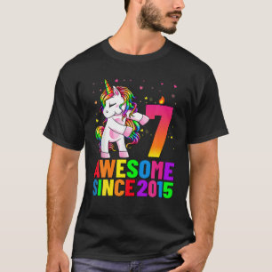 Camiseta Aniversário de 7 anos Unicórnio Flosing 7 Aniversá