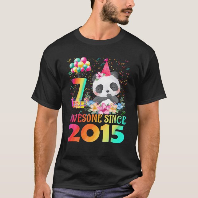 Camiseta Aniversário De 7 De 7 Anos De Idade, Panda Incríve (Frente)