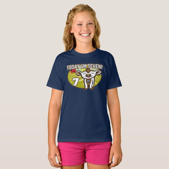 Camiseta Aniversário de 7 do garoto hoje eu tenho sete anos (Frente Completa)