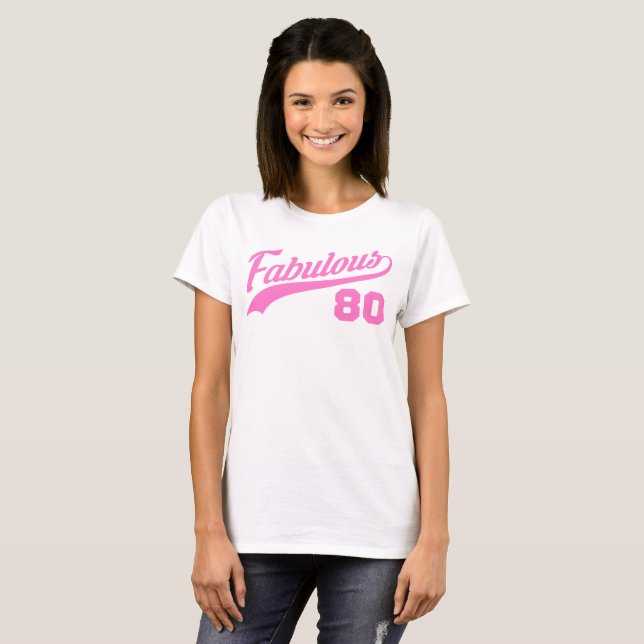 Camiseta Aniversário de 80 rosa (Frente Completa)