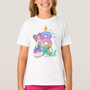 Camiseta Aniversário de 8 anos Colorido Sereia & Criaturas