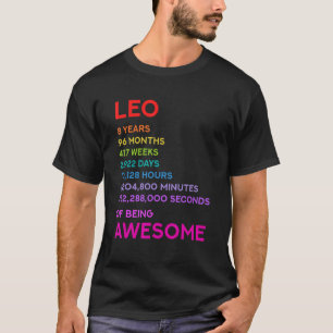 Camiseta Aniversário de 8 anos do Leo 8 Anos 96 Meses 417 s