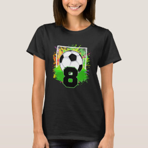 Camiseta Aniversário de 8 anos Futebol Jogador de Futebol d