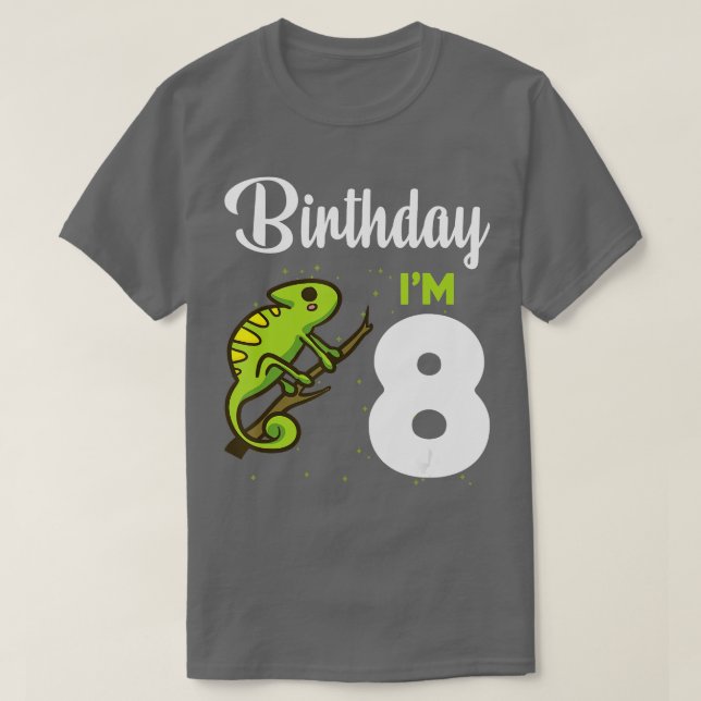 Camiseta Aniversário de 8 anos Lizard Crianças Meninas (Frente do Design)