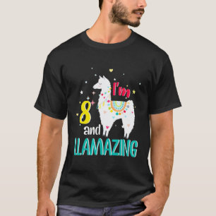 Camiseta Aniversário de 8 anos Llama Estou 8 e Llamástico