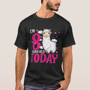 Camiseta Aniversário de 8 anos Meninas Festa de Llama Rosa