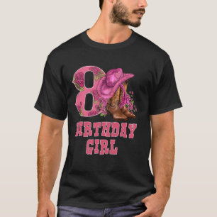 Camiseta Aniversário de 8 anos Rodeio Western Cowgirl Oito