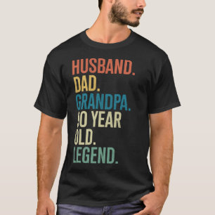 Camiseta Aniversário de 90 anos Marido Pai Vô Legendário de