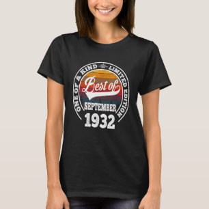 Camiseta Aniversário De 90 De Setembro De 1932 Por 90 Anos