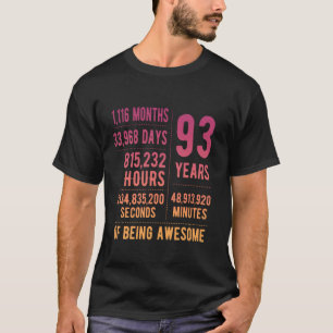 Camiseta Aniversário de 93 anos para homens e mulheres engr