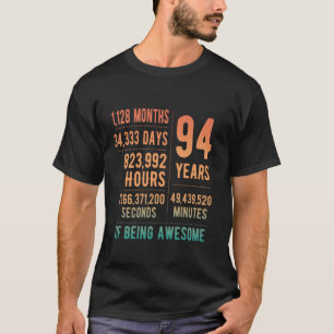 Camiseta Aniversário de 94 anos para homens e mulheres engr
