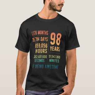 Camiseta Aniversário de 98 anos para homens e mulheres engr