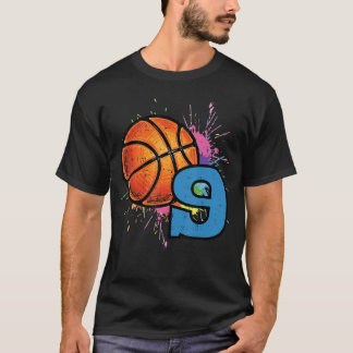 Camiseta Aniversário de 9 anos Basquete Menino de 9 anos de