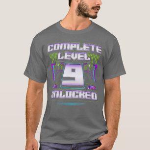 Camiseta Aniversário de 9 Anos Completo Nível 9 Desbloquead