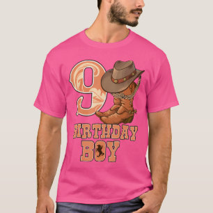 Camiseta Aniversário De 9 Anos Cowboy Ocidental Menino De 9