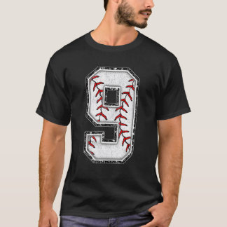 Camiseta Aniversário de 9 anos de beisebol Grande Número 9