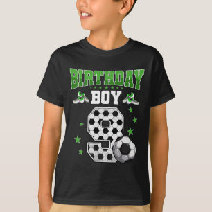 Camiseta Aniversário de 9 anos de Futebol Menino de 9 anos