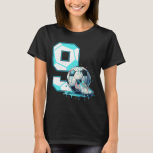 Camiseta Aniversário de 9 anos de Futebol Sorvete Drip Bday