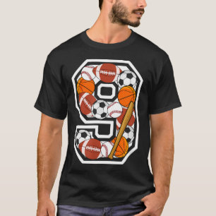 Camiseta Aniversário de 9 Anos de Idade Festa de Aniversári