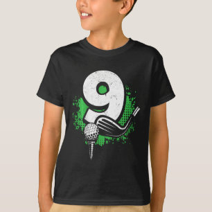 Camiseta Aniversário de 9 anos do menino jogador de golfe