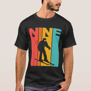 Camiseta Aniversário de 9 anos Esqui retrô Meninos de 9 ano