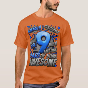 Camiseta Aniversário de 9 anos Estilo Cômico Incrível Desde