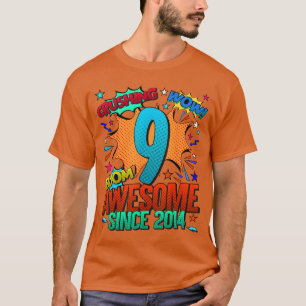 Camiseta Aniversário de 9 anos Estilo de Quadrinhos Incríve