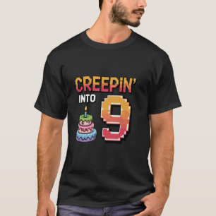 Camiseta Aniversário de 9 anos Gamer Pixel Creepinu2019 Int