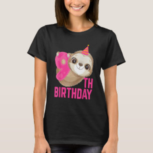Camiseta Aniversário De 9 Anos Menino Bicho Preguiça Fofa A
