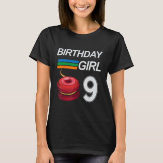 Camiseta Aniversário De 9 Anos Para Meninas Crianças YOYO