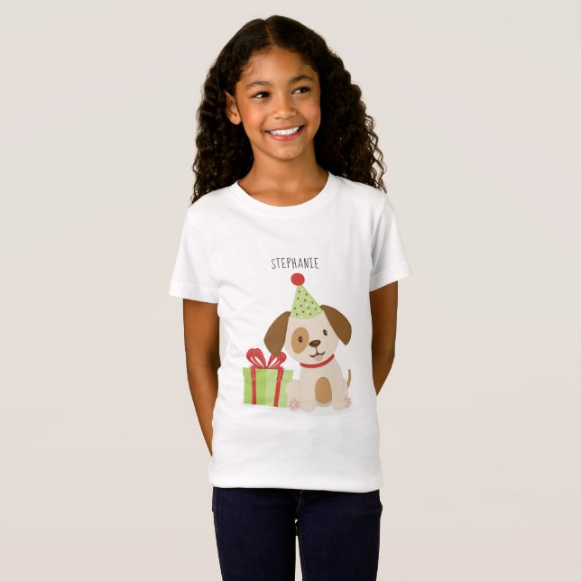 Camiseta Aniversário de Cachorrinho Fofo (Frente Completa)