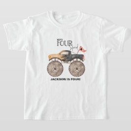 Camiseta Aniversário de caminhão Monster Precisa de 4 crian