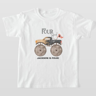 Camiseta Aniversário de caminhão Monster Precisa de 4 crian