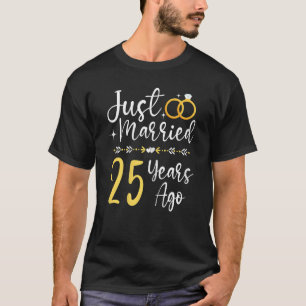 Camiseta Aniversário de Casamento 25 das Mulheres Casado 25