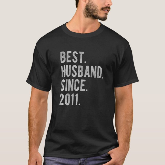 Camiseta Aniversário De Casamento De 11 Para Ele Melhor Mar (Frente)