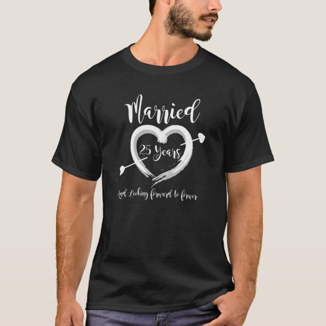 Camiseta Aniversário De Casamento De 25 Anos Para Ele E Par (Frente)