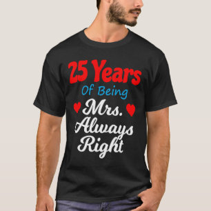 Camiseta Aniversário de casamento de 25 para mulheres Ela S