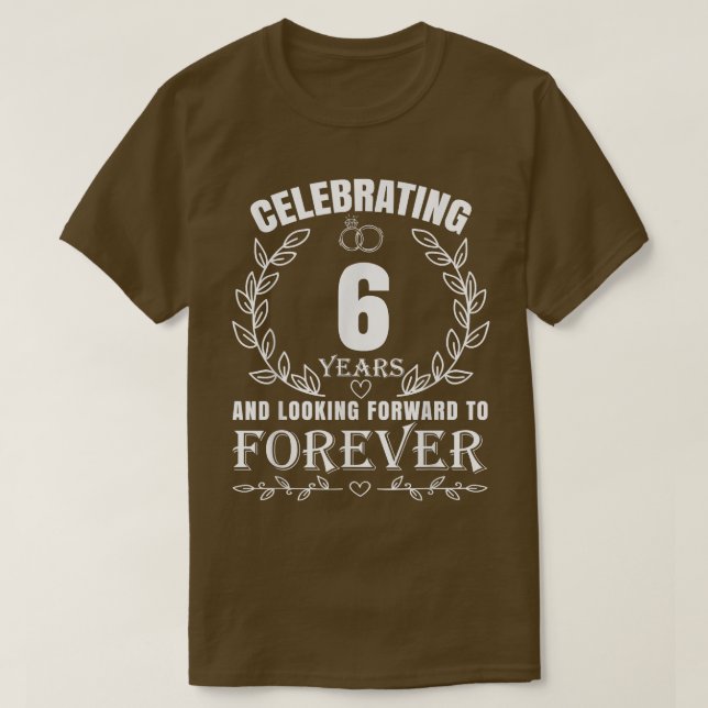 Camiseta Aniversário de Casamento de 6 Bonito para Casais C (Frente do Design)