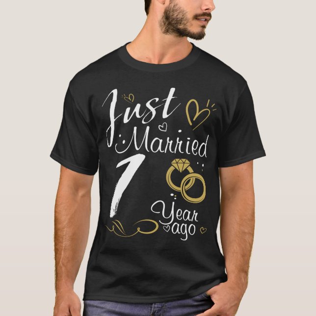 Camiseta Aniversário de Casamento de ruas. Recem casados Há (Frente)