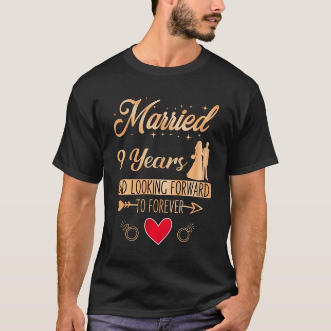 Camiseta Aniversário de Casamento do casal 9 Anos (Frente)