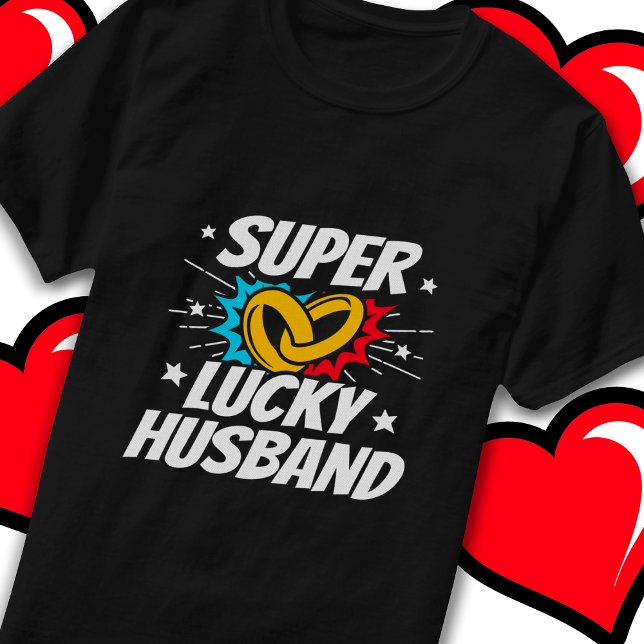 Camiseta Aniversário de casamento do Casal Lucky Husband (Criador carregado)