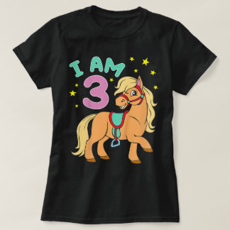 Camiseta Aniversário de Cavalo 3 Anos Meninas