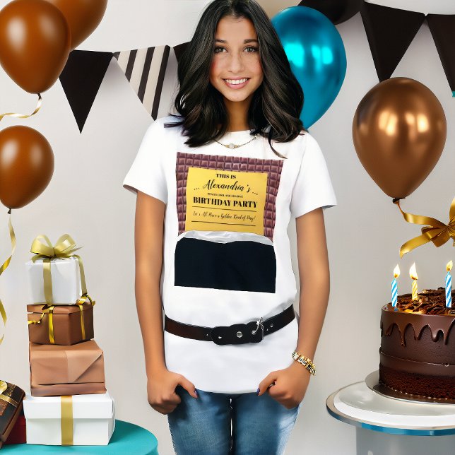 Camiseta Aniversário de Chocolate de Tíquete de Ouro Person (Criador carregado)