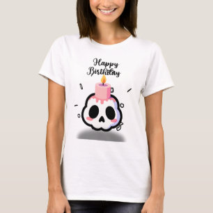 Camiseta Aniversário de Crânio Goth Pastel Fofo