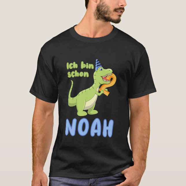 Camiseta Aniversário de criança 2 Anos Dino Dinosaur Noah B (Frente)