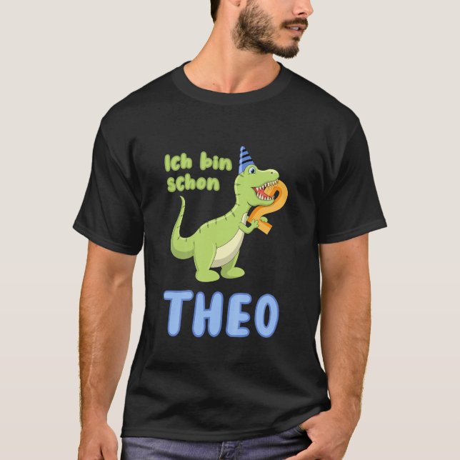 Camiseta Aniversário de criança 2 Anos Dino Dinosaur Theo B (Frente)