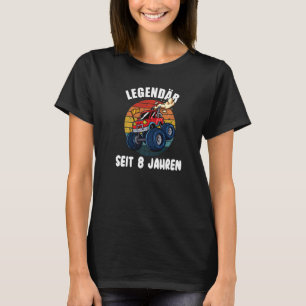Camiseta Aniversário de criança 8 Anos Monster Truck Boys
