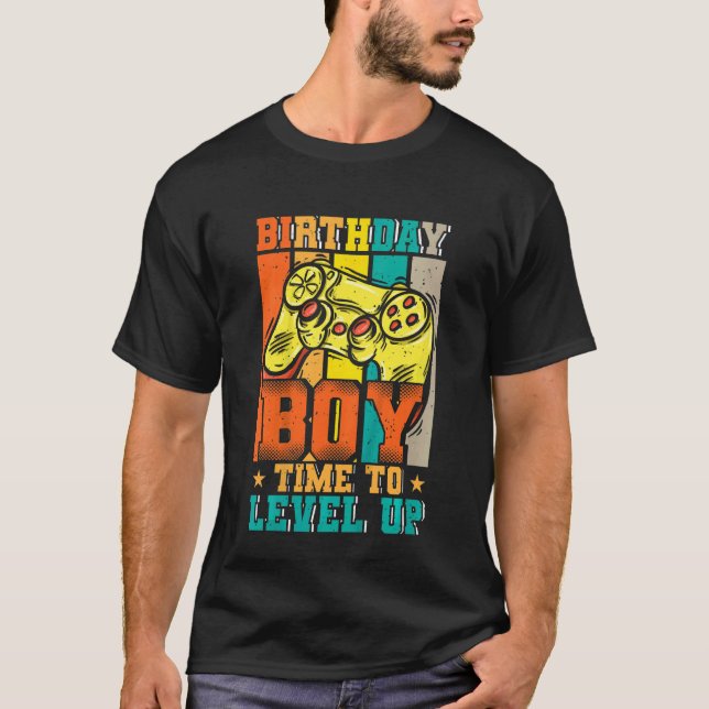 Camiseta Aniversário de criança Boy Time to Level Up Videos (Frente)
